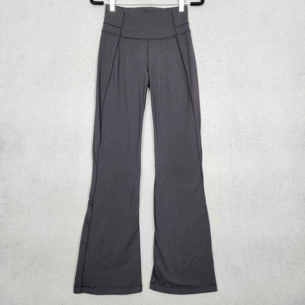 Lululemon Groove Pant Flare Womens 6 Black Stretch Measure 25x33 Sweat Wicking